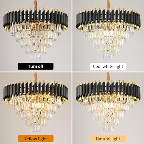 24” Gold and Black Crystal Chandelier