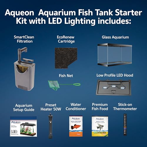 Aquarium Starter Kit with Smart Clean Filtration and LED Lighting