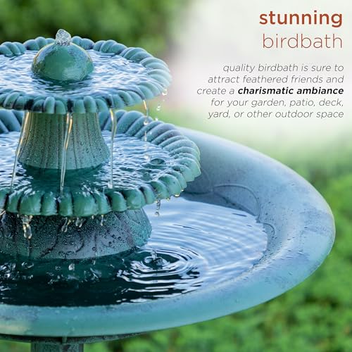 35" Tall 3 Tier Outdoor Pedestal Water Fountain