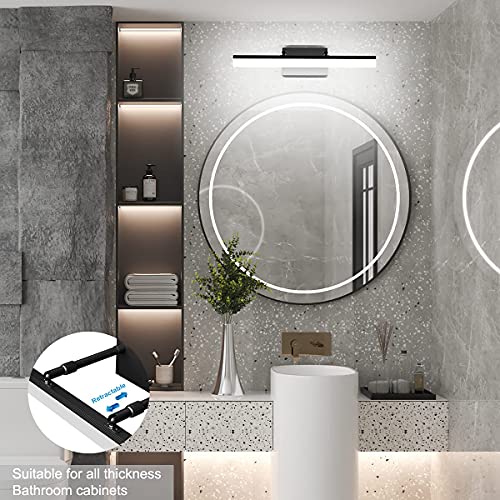 19.7 inch Modern Black Vanity Light Adjustable LED Bathroom Light Fixture Over Mirror Rotatable Vanity Lighting 5500K