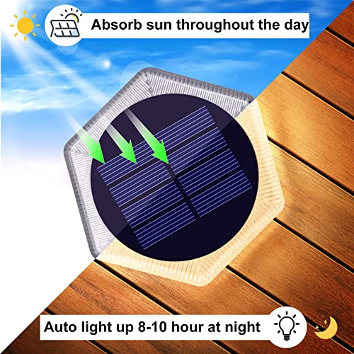 Stick on Solar Step Lights Outdoor 4 Pack Warm White Hexagon (4 Count)
