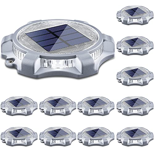 Solar Deck Lights Outdoor 2 Modes LED 12 Pack White (12 Count)