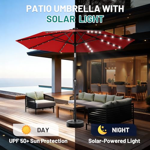 9FT Patio Umbrella with Solar Lights