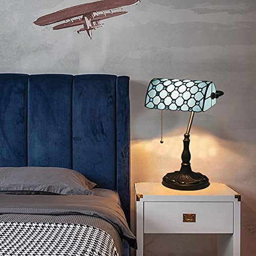 Tiffany Style Bankers Table Lamp Stained Glass Piano Desk Lamp Vintage Bedroom Bedside Lamp for Study