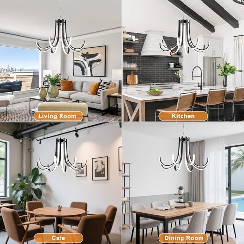 24.4 Inch Black Dimmable Modern LED Chandelier with Remote Control