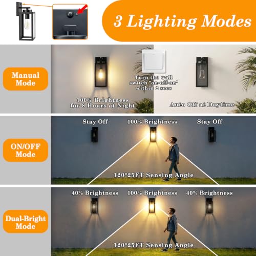 Upgraded Motion Sensor Outdoor Wall Lights (2 Count)