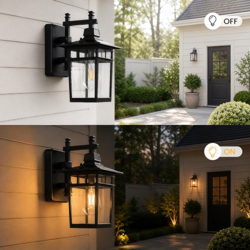 13'' Black Medium Outdoor Wall Light Fixture with Closed Bottom (Black)