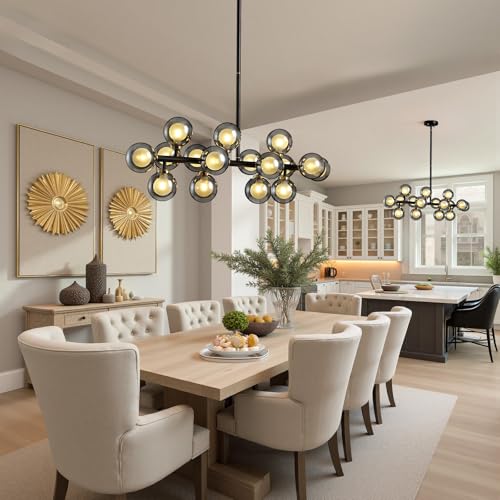 Black Mid Century Modern Chandelier for Dining Room Light Fixture