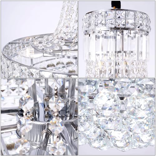 Modern Crystal Chandelier Chrome Empire Hanging Chandelier