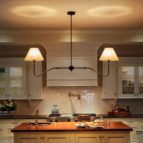 2 Light 55 Inch Modern Linear Chandelier for Dining Room