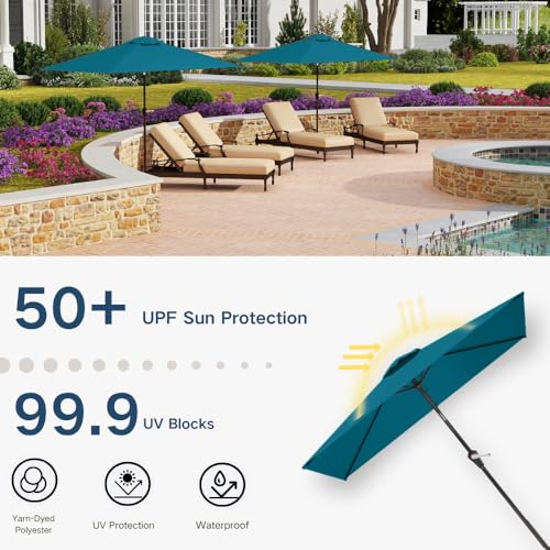 6.5' x 10' Rectangular Patio Umbrella Large Outdoor Market Umbrella w