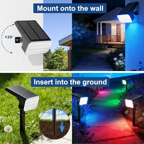 Solar Spot Lights Outdoor Color Changing (2 Count)