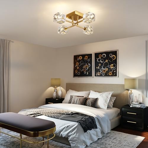 Gold Modern Sputnik Chandelier Ceiling Light Fixtures