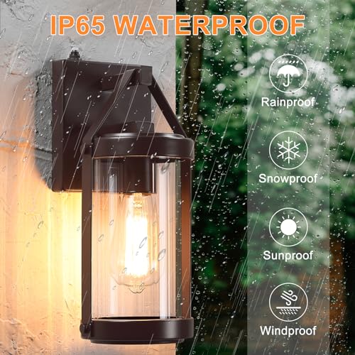 Dusk Dawn Sensor Outdoor Wall Sconce Brown Exterior Porch Lantern