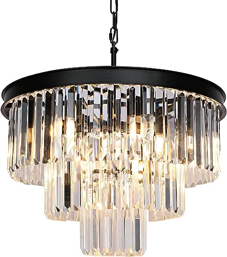Black Crystal Chandeliers for Dining Room