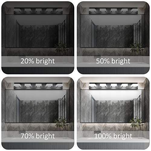 Dimmable Matte Black Vanity Light Modern 5 Lights Acrylic Stainless Steel Vanity Wall Light Over Mirror Long LED Modern Bathroom Vanity Lighting Fixtures