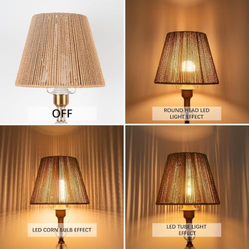 Boho Rattan Lamp Shade Small Bell Lampshade 6" Top X 10" Bottom X 7.5" High