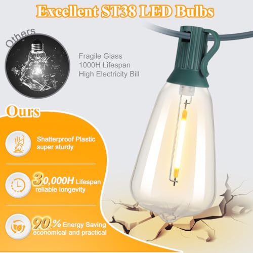 50FT Outdoor String Lights 27 Bulbs