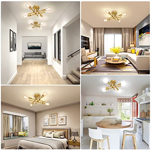Gold Semi Flush Mount Ceiling Light Fixture