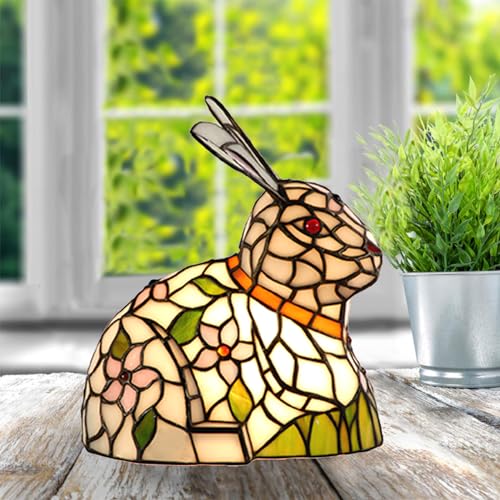 A0012 Tiffany Style Lovely Ratbbit Table Lamp Handmade Stained Glass Animal Night Light