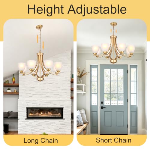 8 Light Large Gold Chandeliers for Dining Room Industrial Pendant Light Kitchen Island Fixture