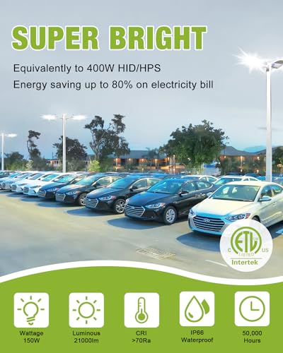 LED Parking Lot Shoebox Light with Dusk to Dawn Photocell