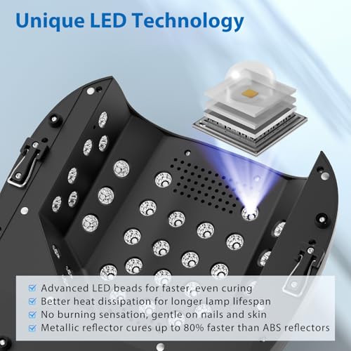 126W Cordless Rechargeable UV LED Nail Lamp with Large Space