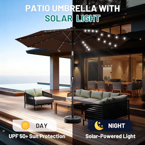 9FT Patio Umbrella with Solar Lights