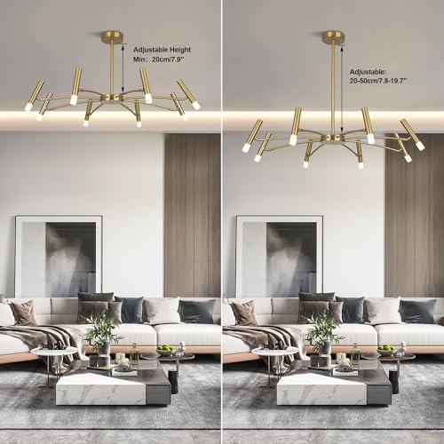 Brass Gold Chandelier Light Fixture Small Metal Candle Chandelier Farmhouse Sputnik Ceiling Light Fixture Modern Foyer Pendant Lighting