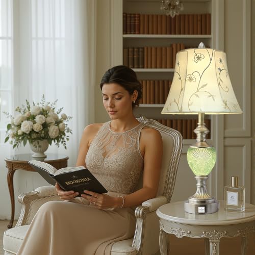 Bedside Table Lamp Set of 2 with Nightlight and USB A+C Ports (2 Count)
