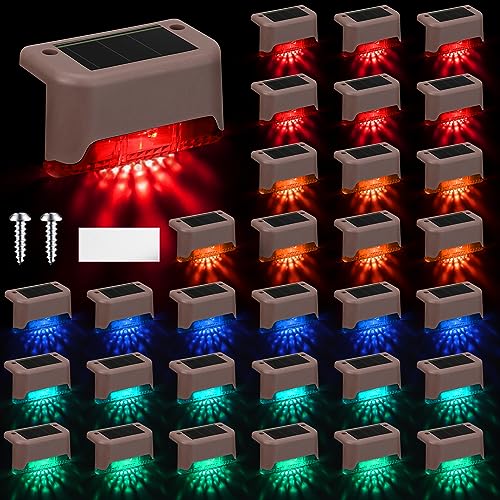 32 Pcs Solar Deck Step Lights Outdoor