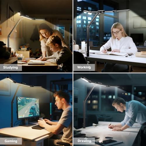 Wide Desk Lamp with Clamp for Dual Monitors