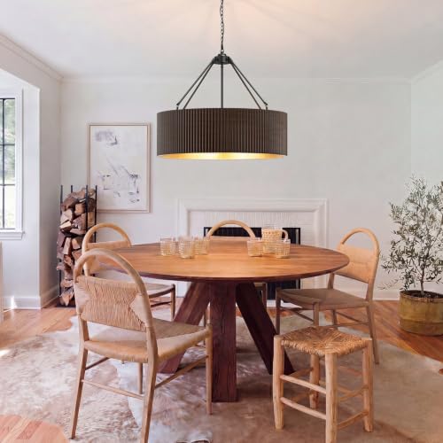 Walnut Wood Drum Chandelier
