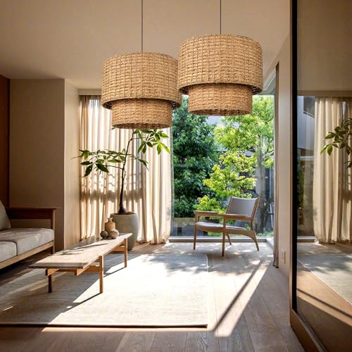 1 Light Rustic Woven Pendant Light