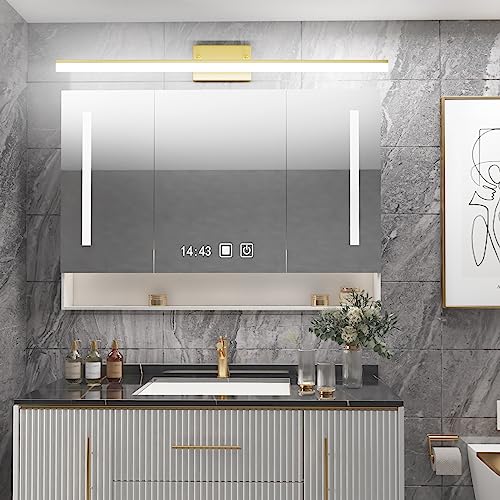 Brushed Brass Vanity Light Fixtures 40inch Modern LED Bathroom Fixtures Gold Vanity Lighing for Bathroom Wall Light Fixtures 5500K