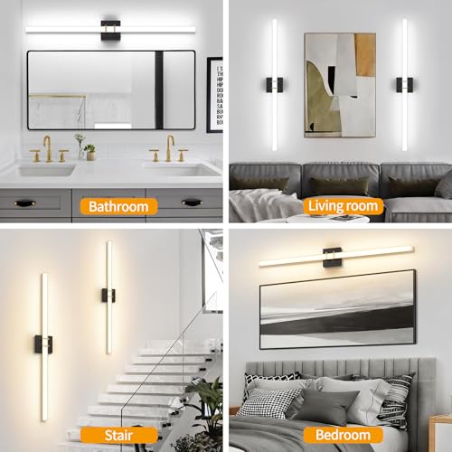 Modern Black and Brass Vanity Light Bar 40 Inch