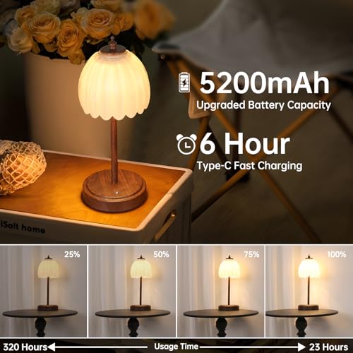 Tulip Table Lamp with 5200mAh Battery & Touch Control