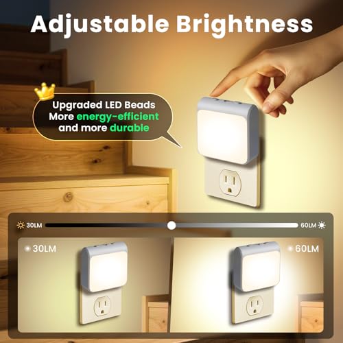 Dimmable LED Night Lights Plug into Wall with Dusk to Dawn Sensor (2 Count)