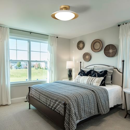 Dimmable Modern LED White and Gold Ceiling Light Fixture 11.81 in