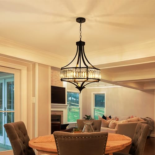 5 Light Black Crystal Chandelier for Dining Room