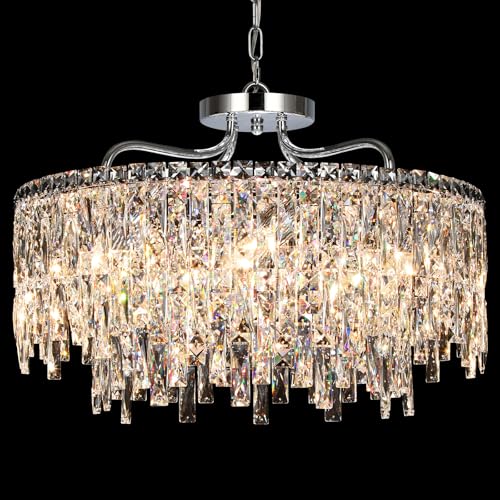 24" 8 Lights Luxury Crystal Chandeliers for Dining Room