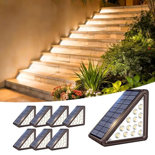8 Pack Solar Step Lights Outdoor Waterproof