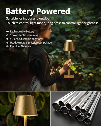 Gold Cordless Table Lamps Set of 2 (2 Count)