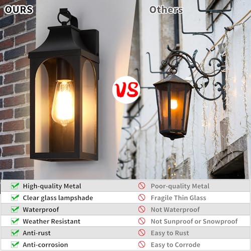 2-Pack 13.6-Inch Matte Black Outdoor Wall Lights with Clear Glass (2 Count)