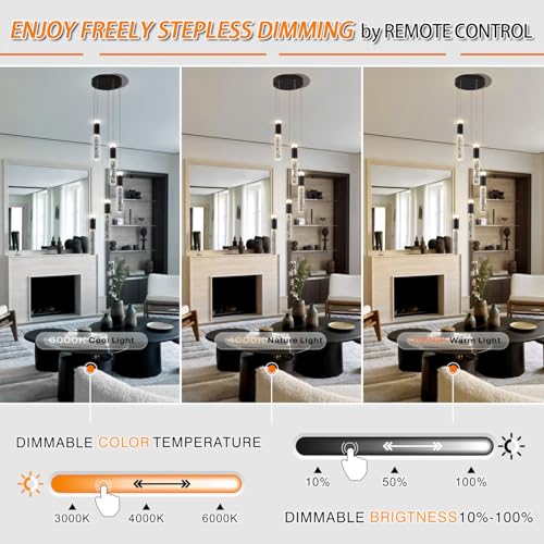 5 Light Modern LED Pendant Light for Kitchen Island Lighting Dimmable Dining Room Chandelier Light Fixture Bubble Crystal Ceiling Hanging Lights 3000K