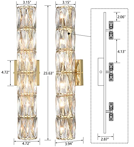24 Inch Crystal Wall Sconce Gold Sconces Wall Lighting