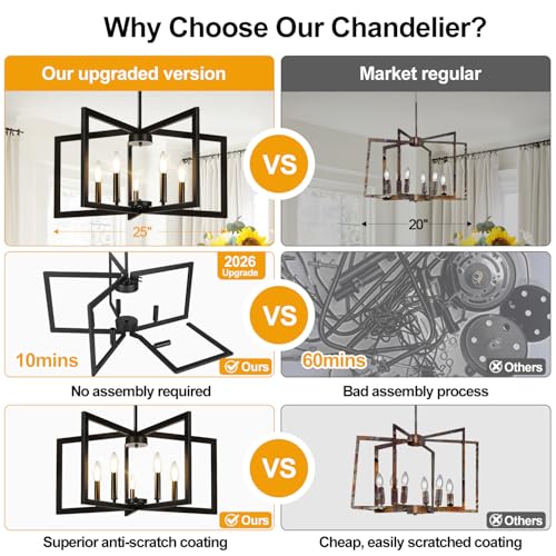 6 Light Modern Black Chandelier