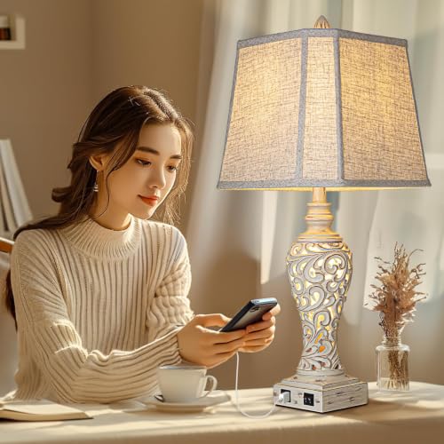 28.5" Table Lamps Set of 2 with Nightlight for Bedroom (2 Count)