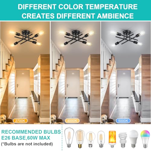 4 Light Semi Flush Mount Ceiling Light