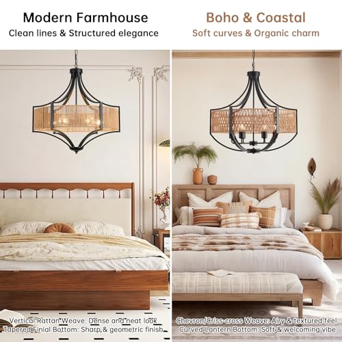 25.6" Large Rattan Chandelier